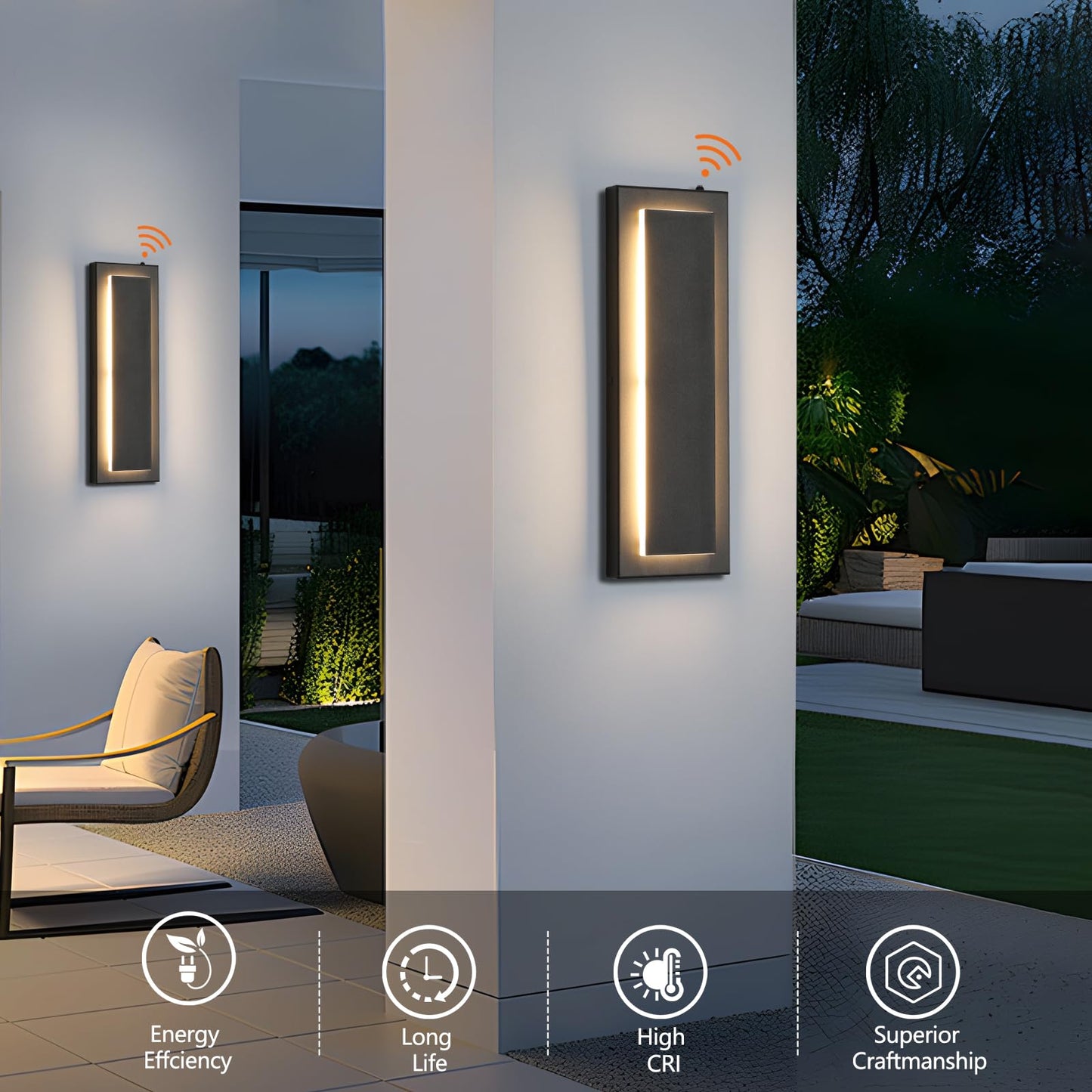 Tewei Led Outdoor Wall Sconce Dusk To Dawn Outdoor Lighting  Modern Exterior Lighting Fixtures Matte Black Led Outdoor Wall Lights For House Front Porch  Warm White 3000K  1 Pack
