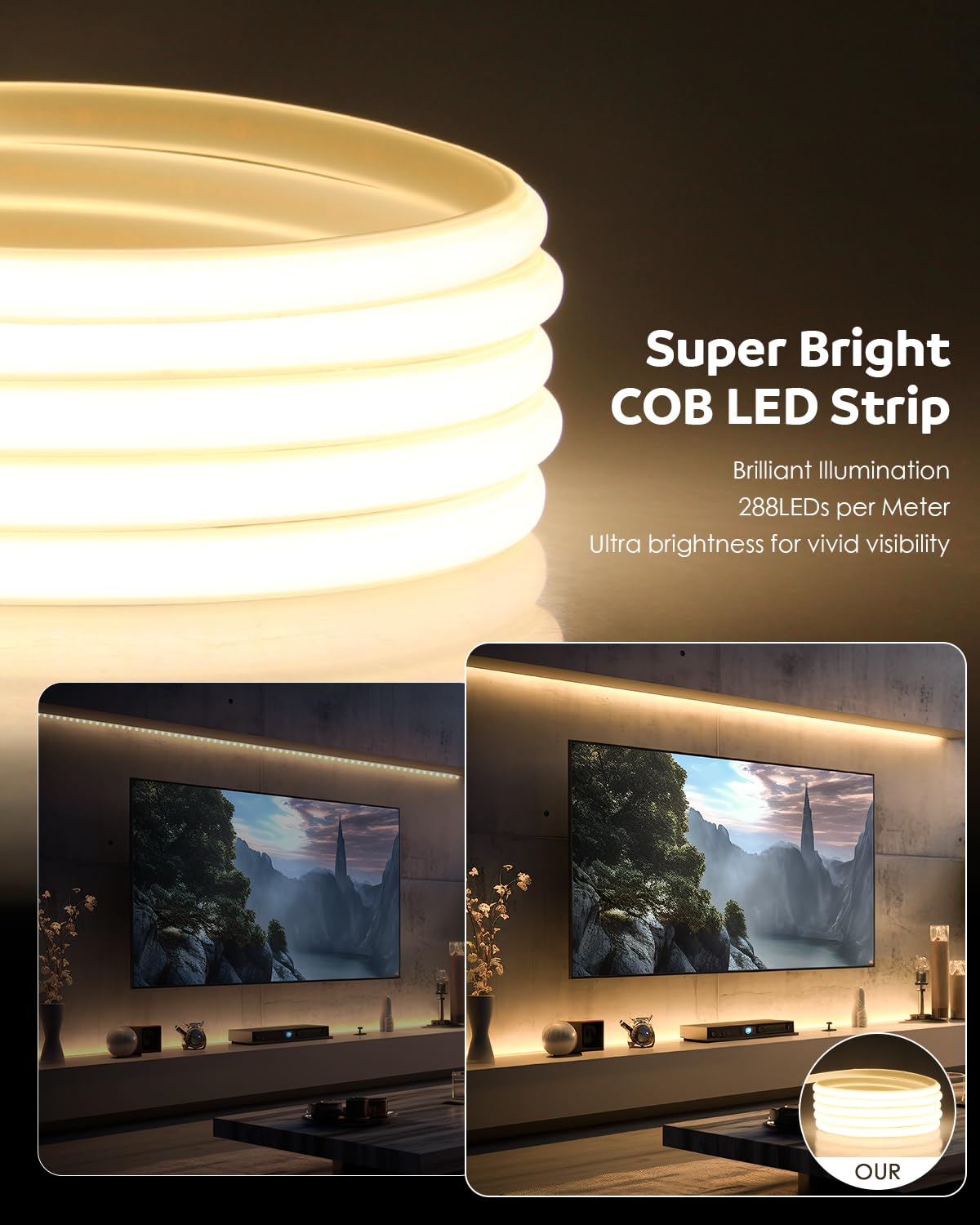 Aclorol LED Strip Lights 65.6FT Warm White 3000K Waterproof IP67 Dimmable Silicone Rubber with Remote Control for Outdoor Use