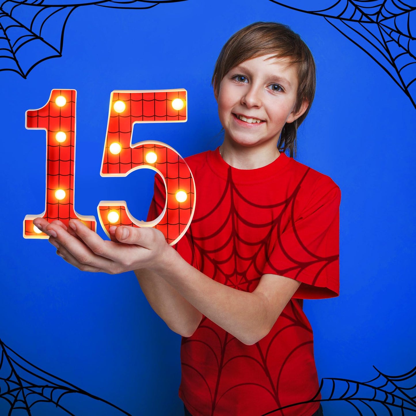 Vihose Spider Led Number Lights Spider Birthday Party Decoration Light Up Numbers Kids Boy Man Birthday Supplies For Marquee Night Christmas Gift Baby Shower(Number 5)