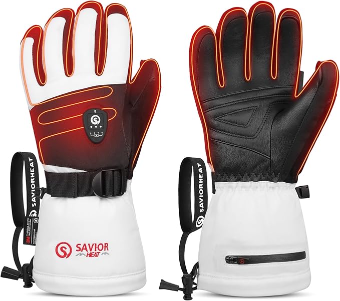 SAVIOR HEAT Heated Ski Gloves 2.0 for Men Women 7.4V 3000mAh Fast Charging Electric Rechargable Batteries 3M Thinsulate Wa...