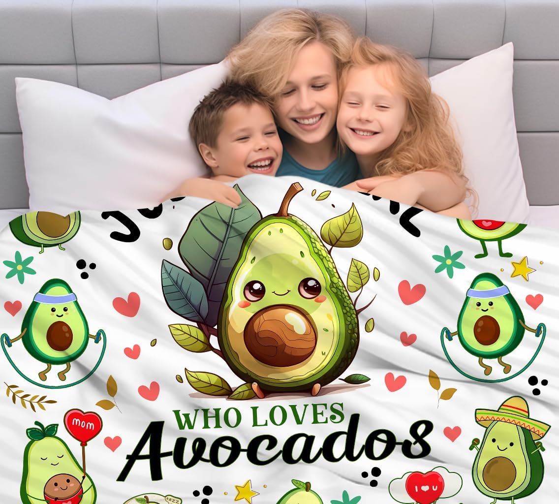 Cute Avocado Blanket Cartoon Avocados Throw Blankets Soft Fruit Avocado Plush Stuff Blankets Best Christmas Birthday Gifts for Girls Women Kids Adults 50"x40"