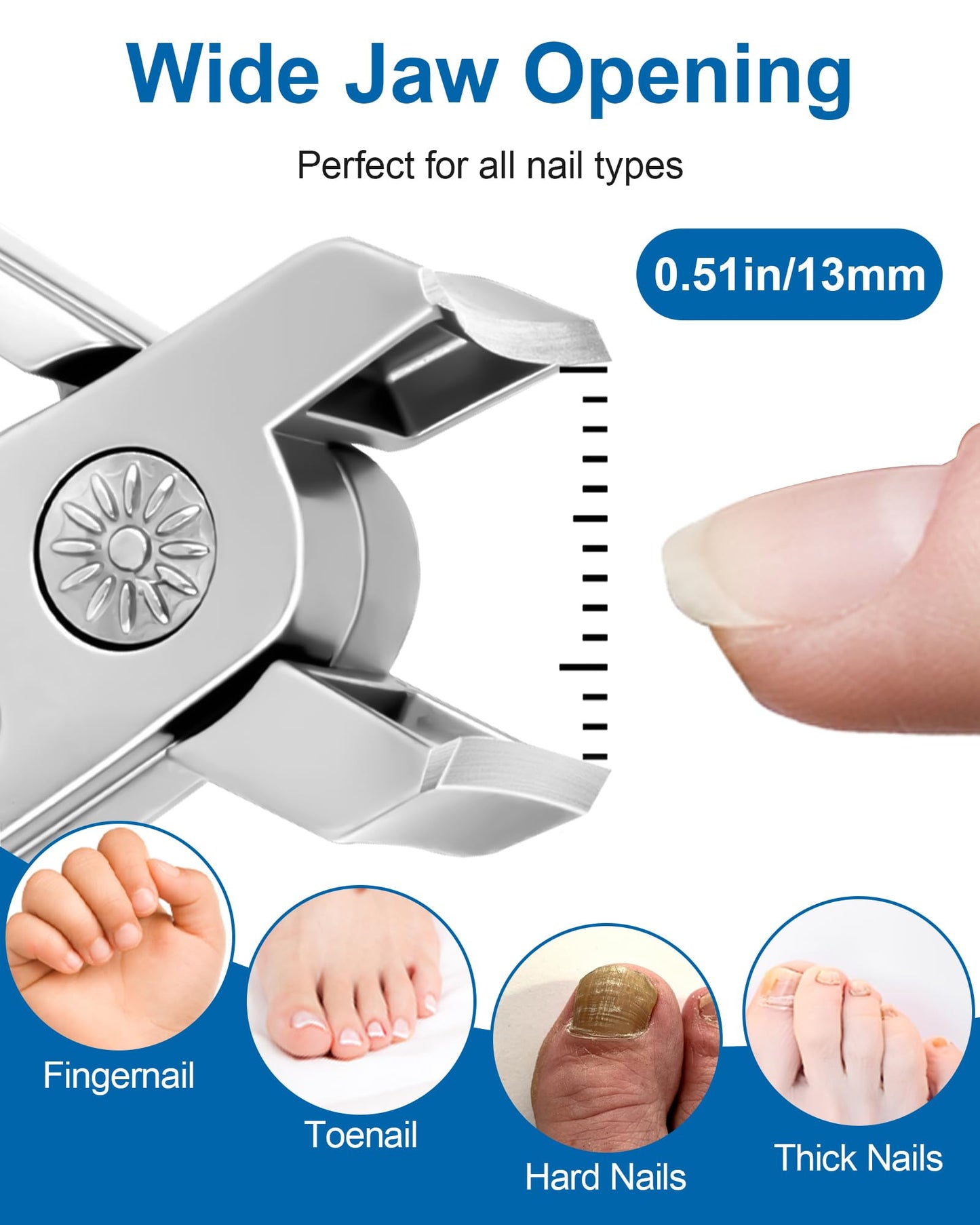 IDEEEPAN Nail Clippers for Thick Nails, Ultra Sharp, No Splash with Catcher, Wide Mouth Fingernail and Toenail Clippers for Seni