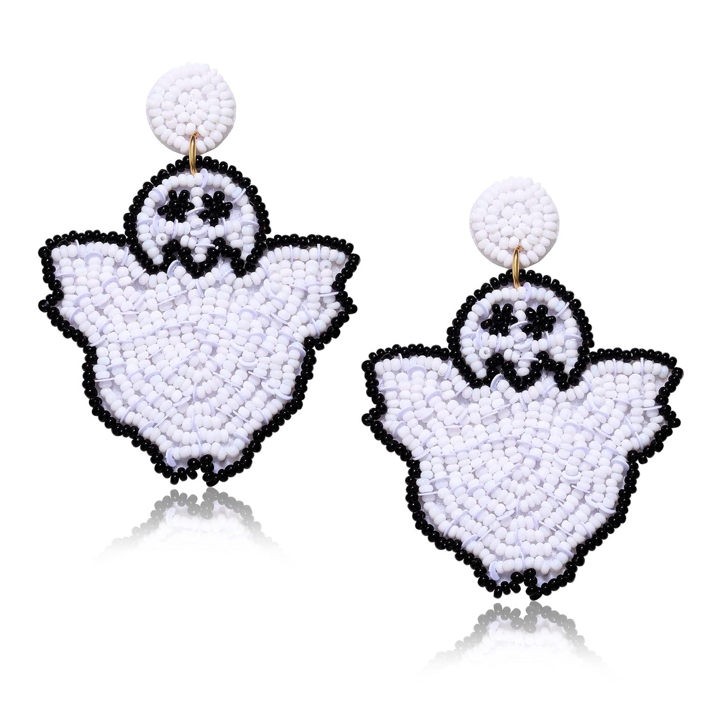 Halloween Ghost Earrings for Women Cute Ghost Beaded Dangle Earrings Statement Spooky Earrings Fun Halloween Holiday Costumes Pa