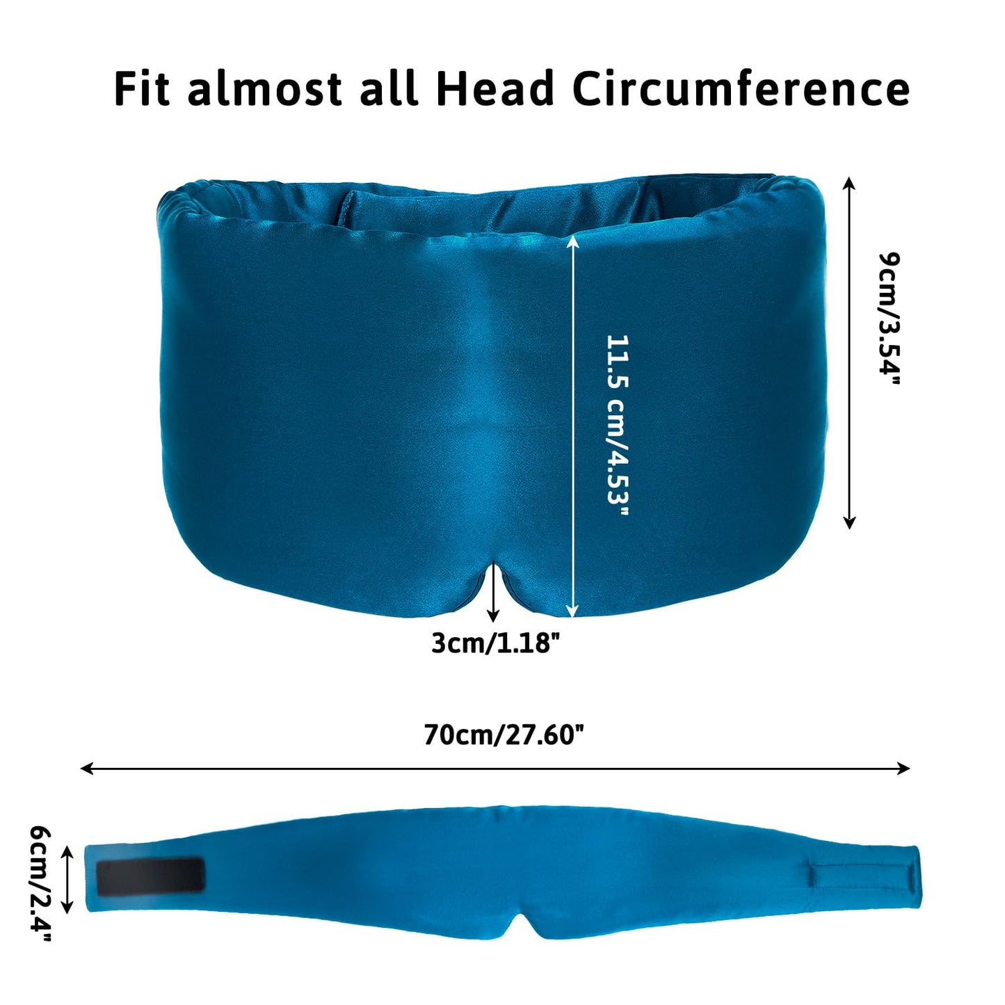 ATreebag Silk Sleep Mask for Women Men Satin, ATreebag Eye Sleeping Mask & Blindfold with Adjustable Strap, Large Size, 1 PC Navy Blue