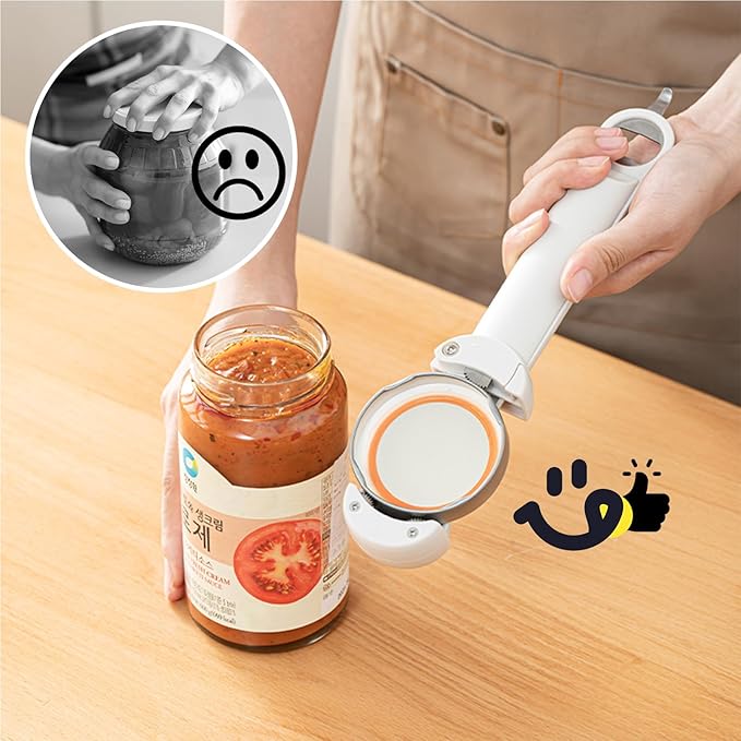 3 in 1 Jar Opener Bottle Opener Beer Soda Can Opener Manual, Adjustable Cap Screwer Jar Openers for Weak Hands Gifts for Seniors or Arthritis, Bottle Opener Magnet for Kitchen Storage (Red)
