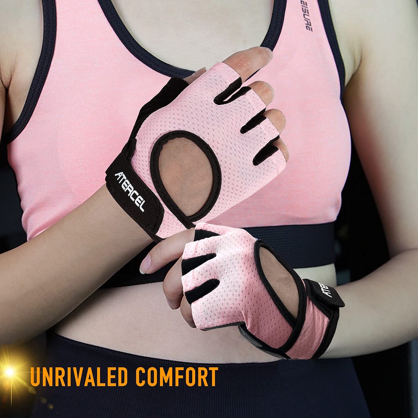 ATERCEL Weight Lifting Gloves Full Palm Protection, Workout Gloves for Gym, Cycling, Exercise, Breathable, Super Lightweight for Men and Women(Pink, X-Large)