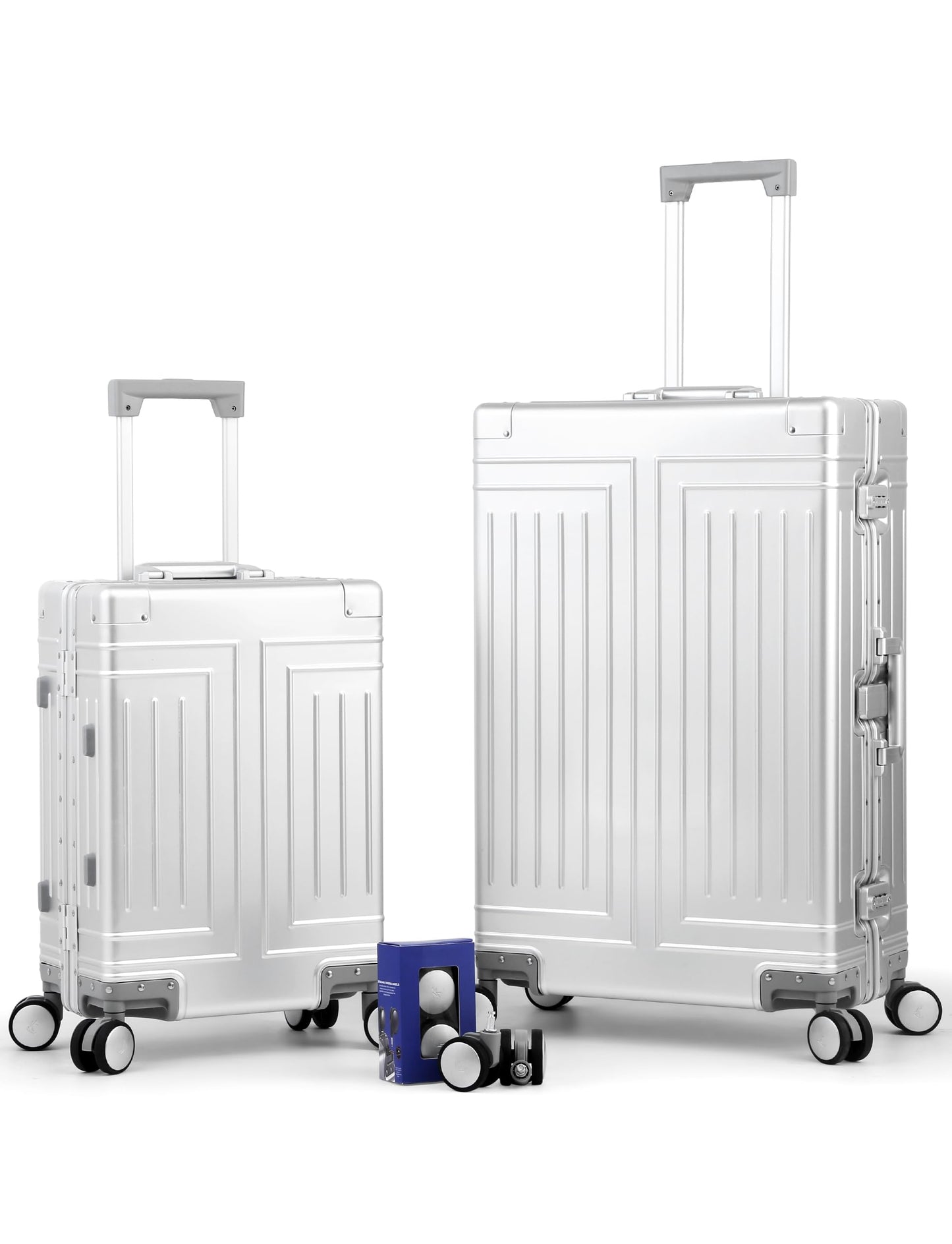 KANGSHILU All Aluminum Magnesium Luggage 28inch，Cut from Whole Aluminum Sheet（3rd Generation，Premium Magnesium Metal zipperless suitcase ） (silvery, 28inch)