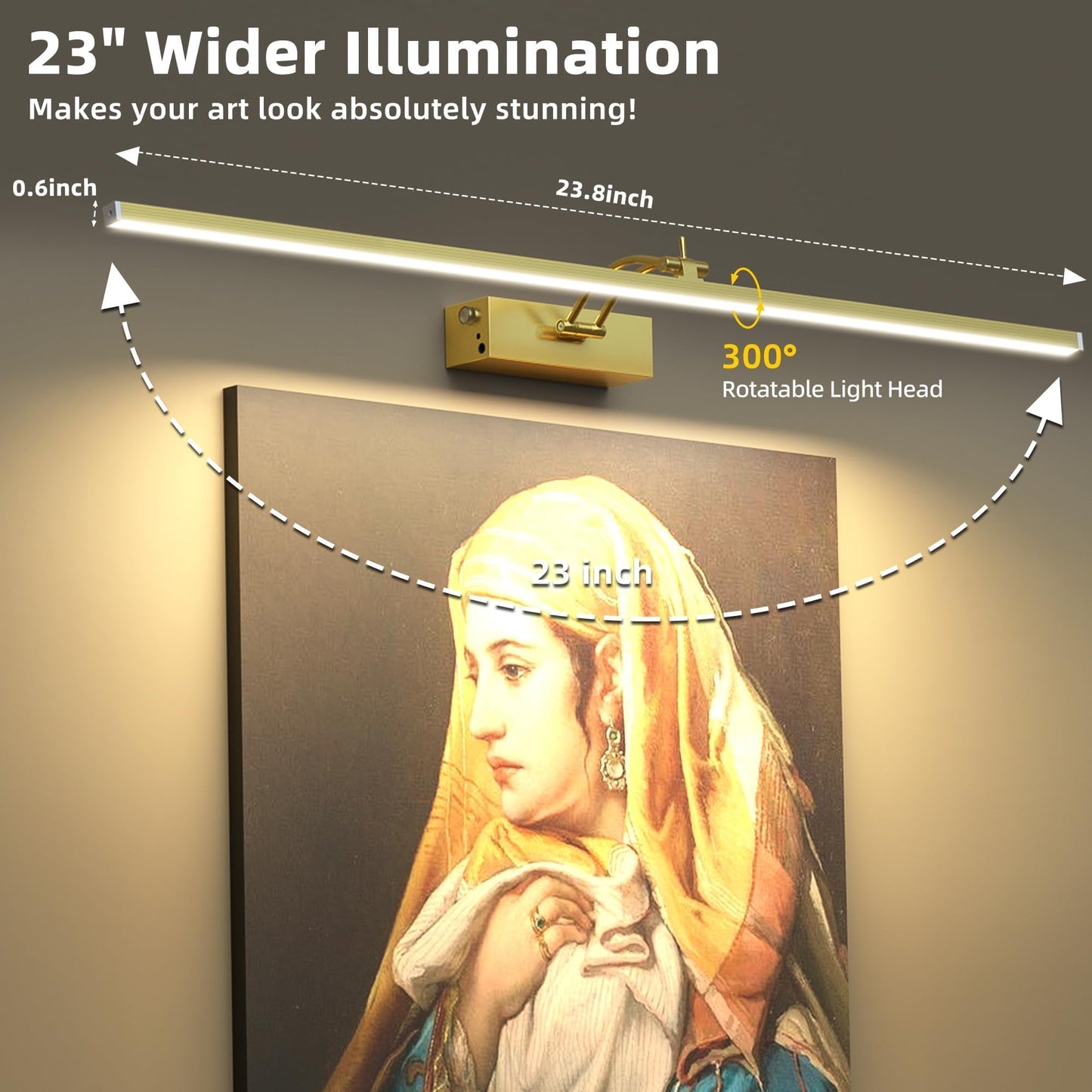 4 Pack Picture Lights For Wall  23In Art Lighting For discomfort-reducingtings Cordless  6400Mah Rechargeable Battery Operated Picture Light With Remote Dimmable And Timer For Artwork  Gallery  Display  Gold