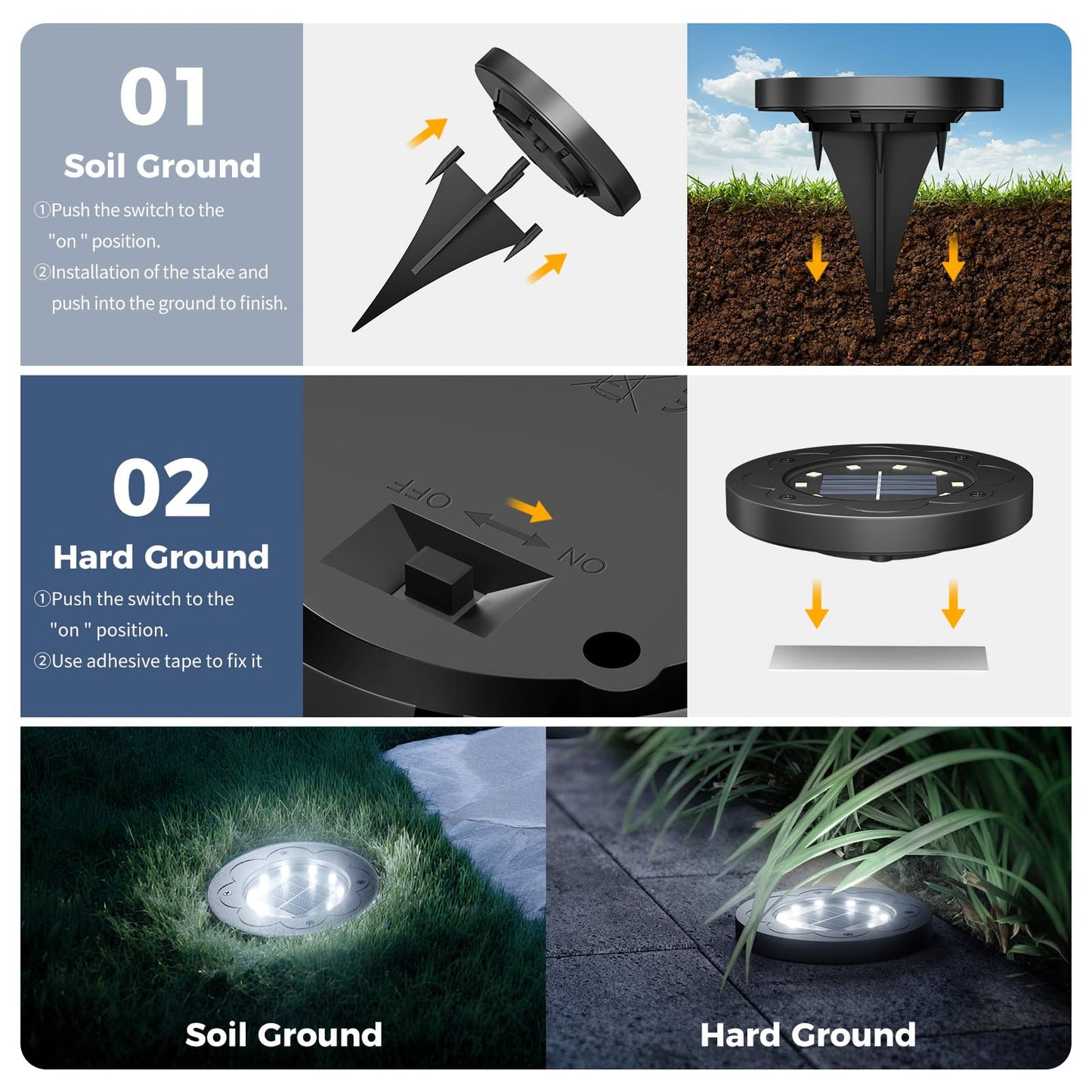 Brightown Solar Lights Outdoor Waterproof, 12 Pack LED In-Ground Lights for Yard, Garden, Pathway, Cold White