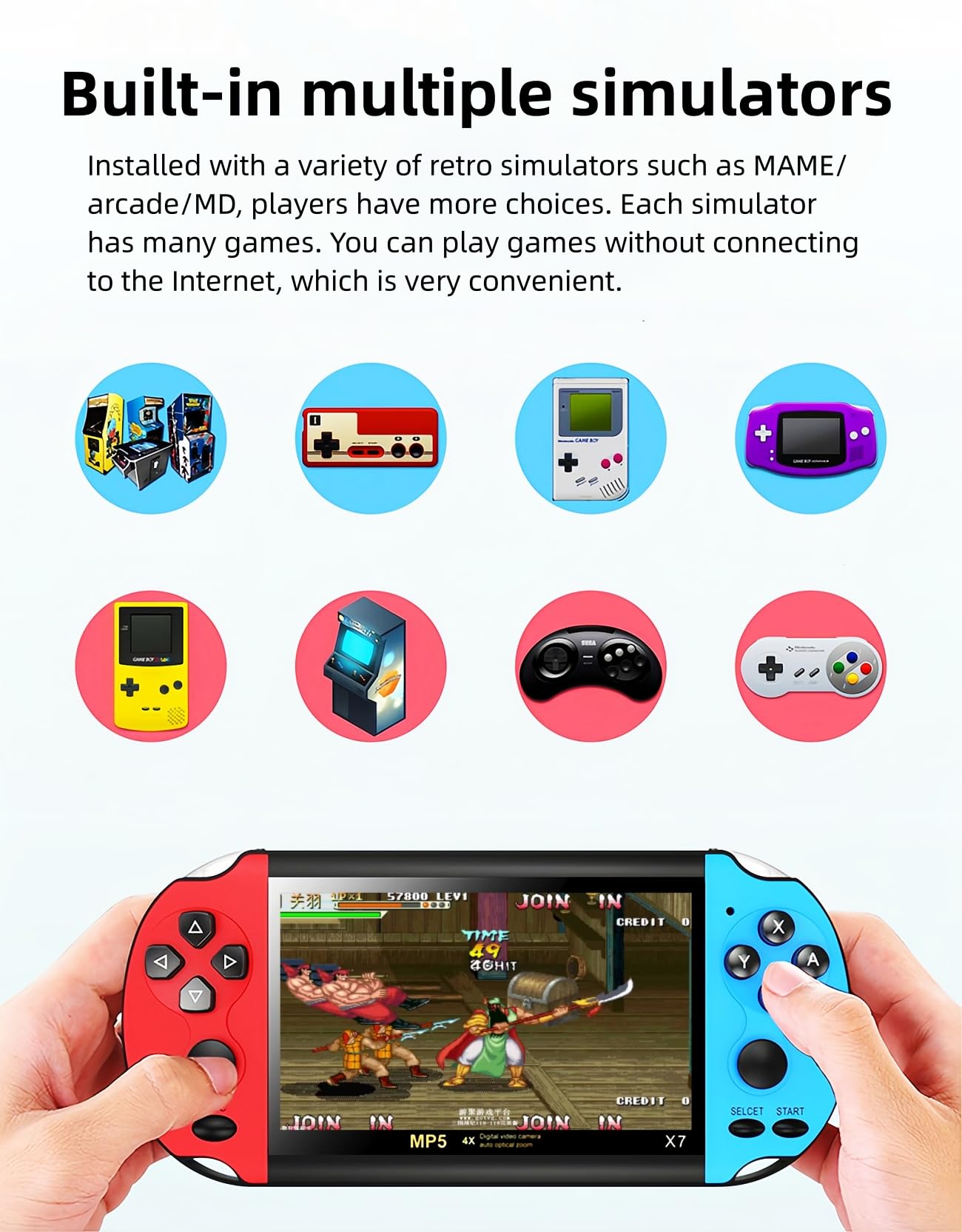 TAQY 4.5 Inch Retro Game Console Multiple Simulators Built-in Free 3000 Games Support Video/Music Portable Children's Puzzle Device/Toys Electronic Game Kid's Travel Companion