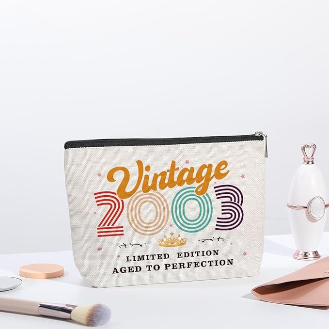 21st Birthday Gifts for Her, 2003 Vintage Makeup Bag, Best 21 Year Old Birthday Gift Ideas for Sisters, Besties, Friends, BFF, Soul Sister, Little Sister, Funny Anniversary Ideas for Her