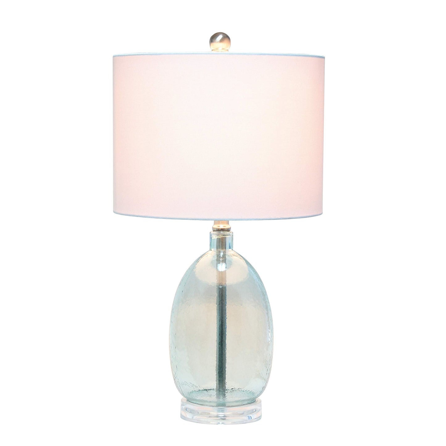 Elegant Designs Ellipse Table Lamp, Glass, 12inL x 12inW x 22inH, Clear Blue, Model LT3307-CBL