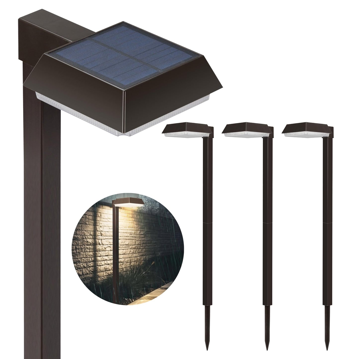 Bobcat Solar Pathway LED Lights Super Bright 300 lumens with 2-in-1 Warm White and Daylight Modes, Dark Brown Solar Lights Outdoor Waterproof for Path, Sidewalk, Driveway or Walk Way Light(4 Pack)