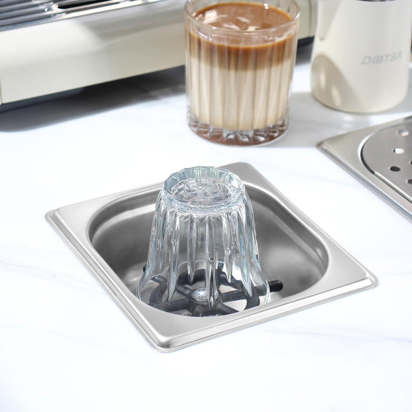Pitcher Rinser , DIBTSA Automatic Glass Cup Washer , 304 Stainless Steel Coffee Milk Tea Cup Cleaner, for Home Kitchen Hotel Bar Restaurant (6.9x6.3x2.6 Inch)