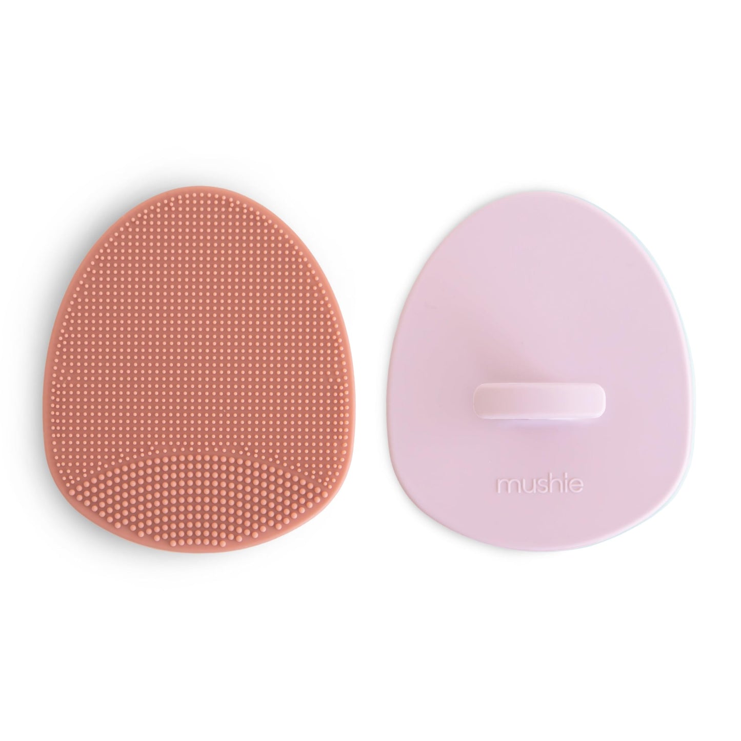 mushie Baby Bath Cradle Cap Brush | Soft Silicone Bristles for Dry Skin, Eczema, & Cradle Cap Treatment | 2-Pack (Rose/Soft Lila