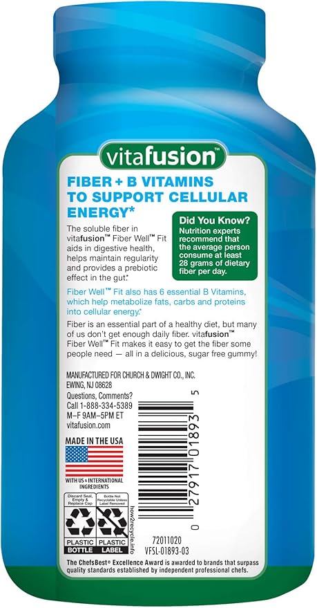Vitafusion Fiber Well Fit Gummies 90 Count and Power C Vitamin C Gummies for Immune Support 150 Count