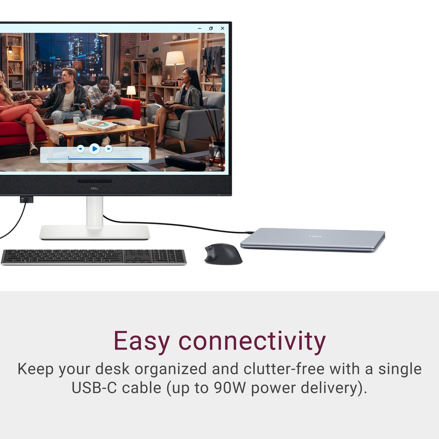 Dell 32 Plus 4K QD-OLED Monitor S3225QC - 31.6-inch (3840 x 2160) 120Hz 0.03ms Display, AI-Enhanced 3D Spatial Audio, Height/Tilt/Swivel/Slant Adjustment - Ash White
