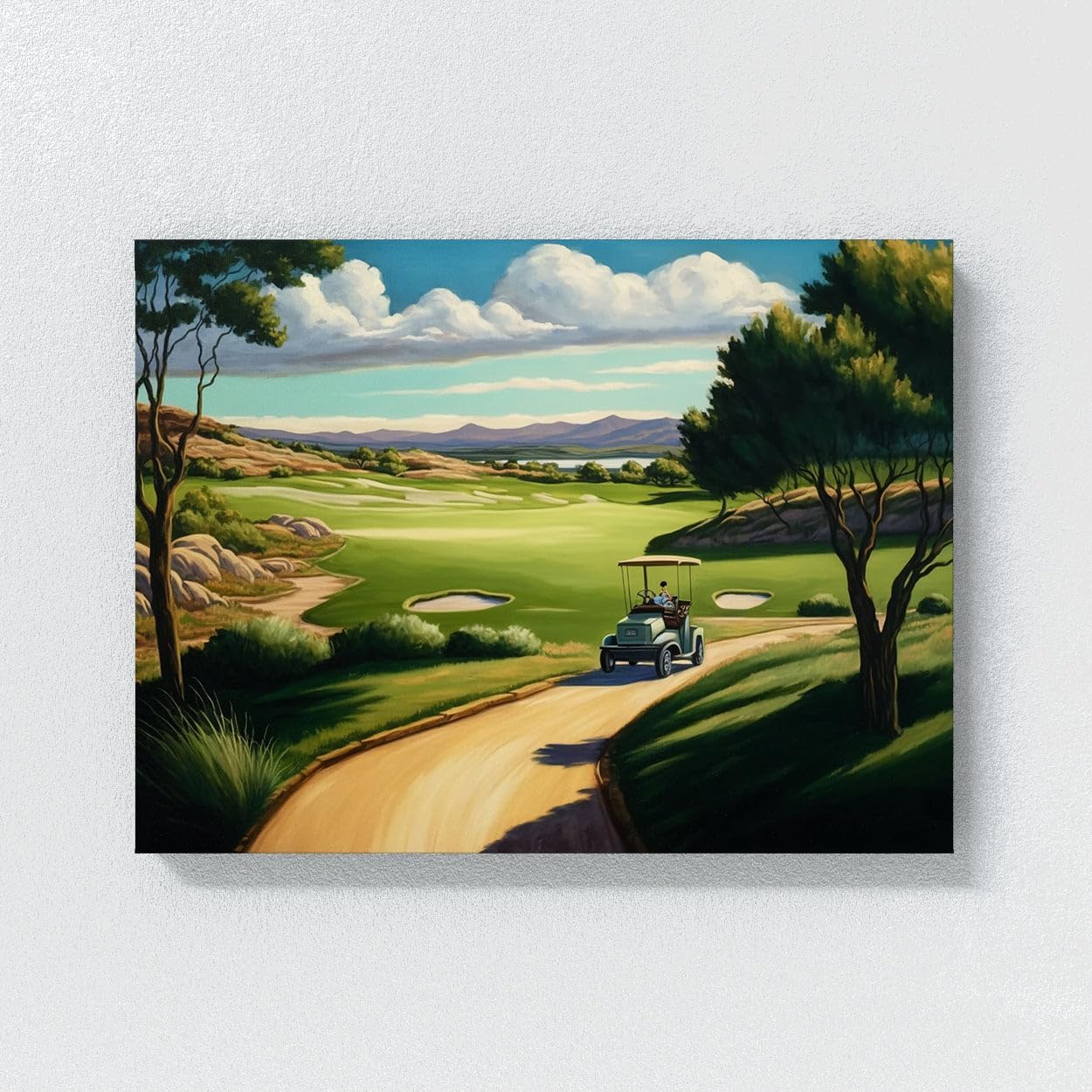 Sense Canvas Golf Cart Fairway Landscape 25 Canvas Art - Home Decor Wall Art Print Poster Painting Small 16x12 / 0.75"