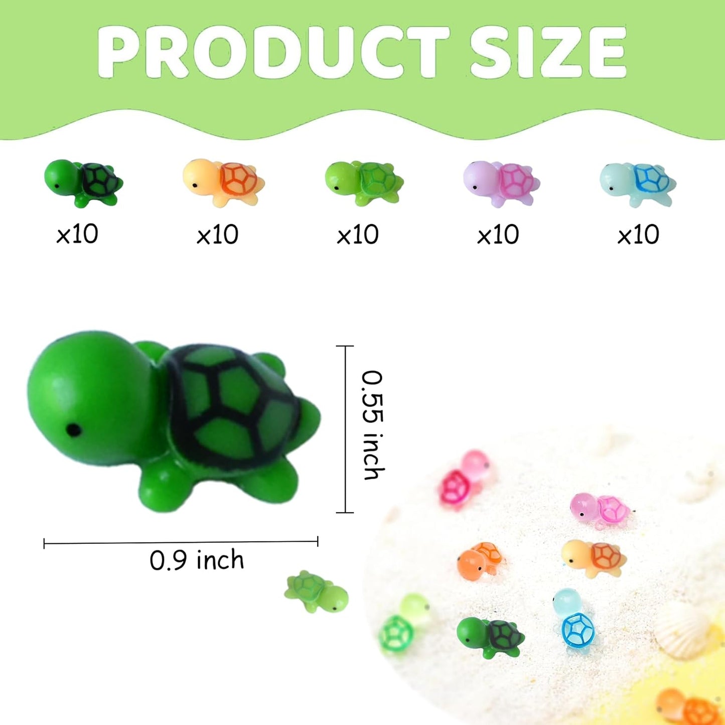 50 PCS Mini Turtle Miniature Sea Turtle Tiny Plastic Turtle Figurines for Garden Miniature Moss Landscape Decoration (Multi Colors)