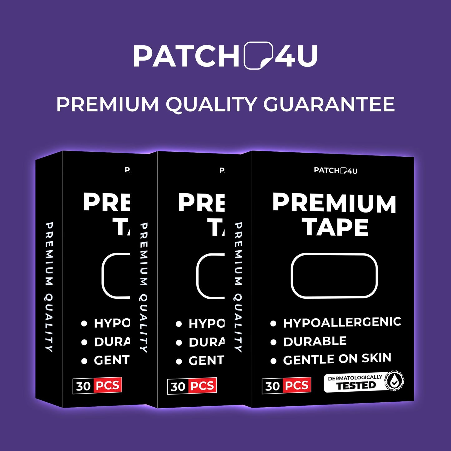 PATCH4U Premium Tape (30 Pack) - Pain Free Removal, Hypoallergenic, Latex Free & Gentle On Skin - Packaging May Vary - Skin Friendly Adhesive Cotton Tape