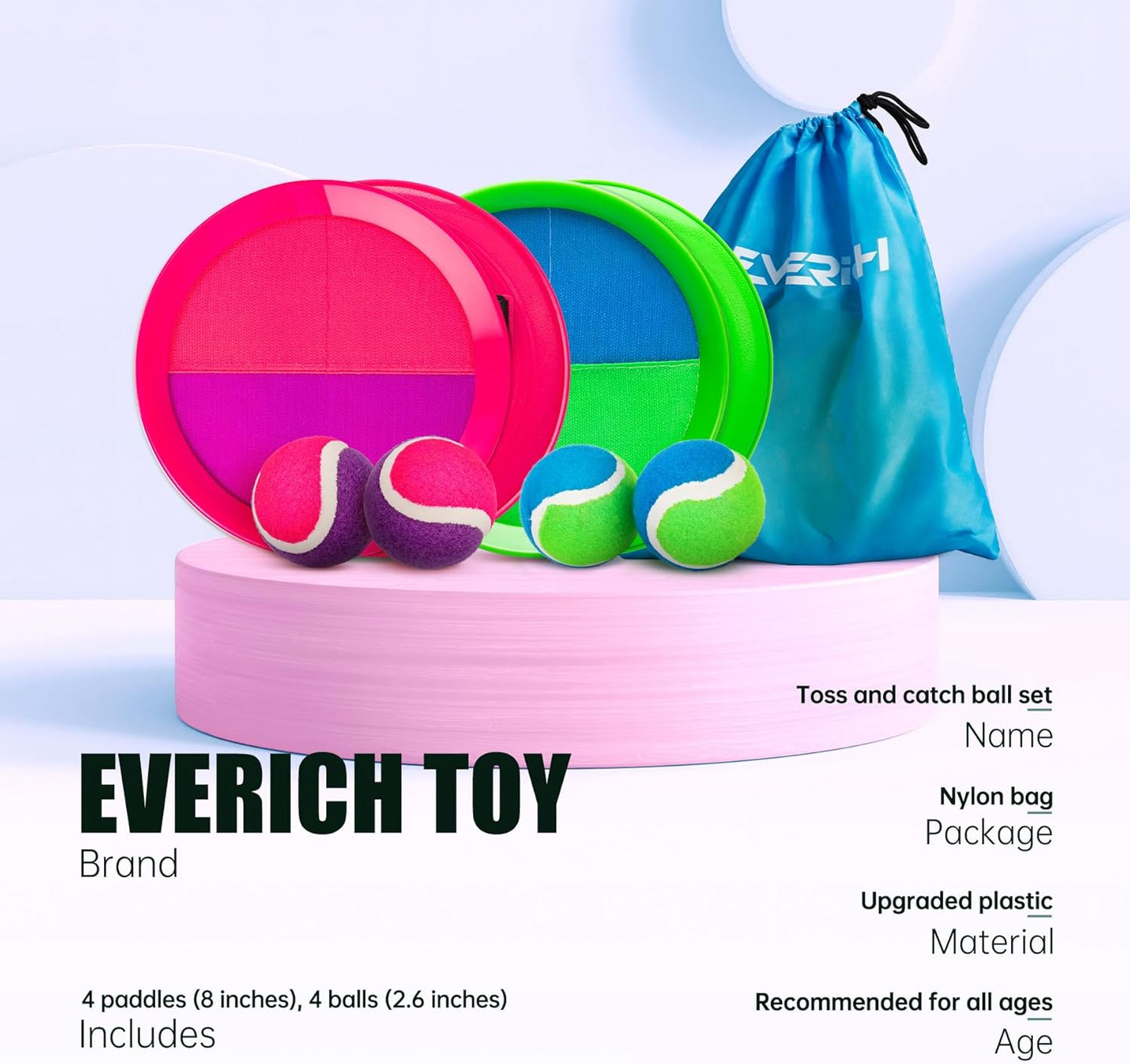 EVERICH Upgraded Toss and Catch Ball Game Set, Outdoor Games for Kids Toys, Stocking Stuffers for Family Games, Beach Pool Yard Outside Toys for Boys Girls 3 4 5 6 7 8-12 Years Old