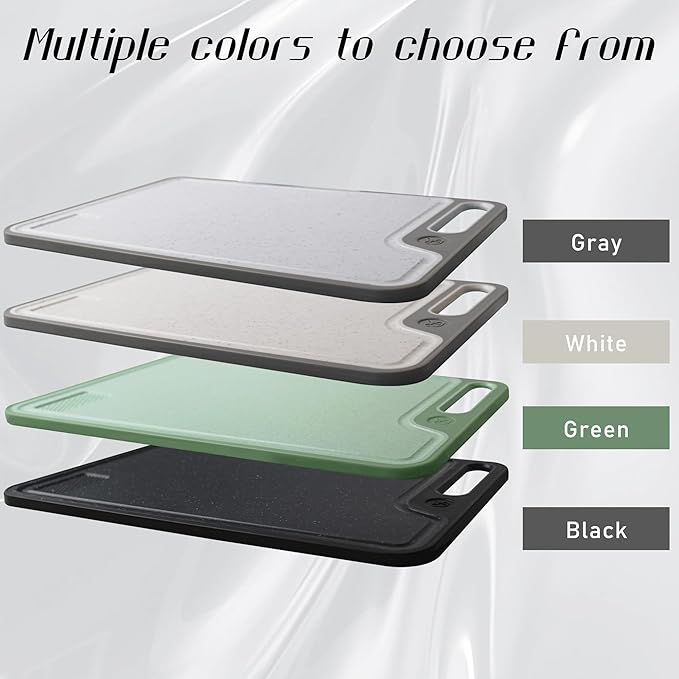 Cutting Boards for Kitchen,Large Cutting Board Set of 2,Non-Slip Cutting Board with Dandle and Juice Groovenon,Dishwasher Safe Cutting Boards (Black)