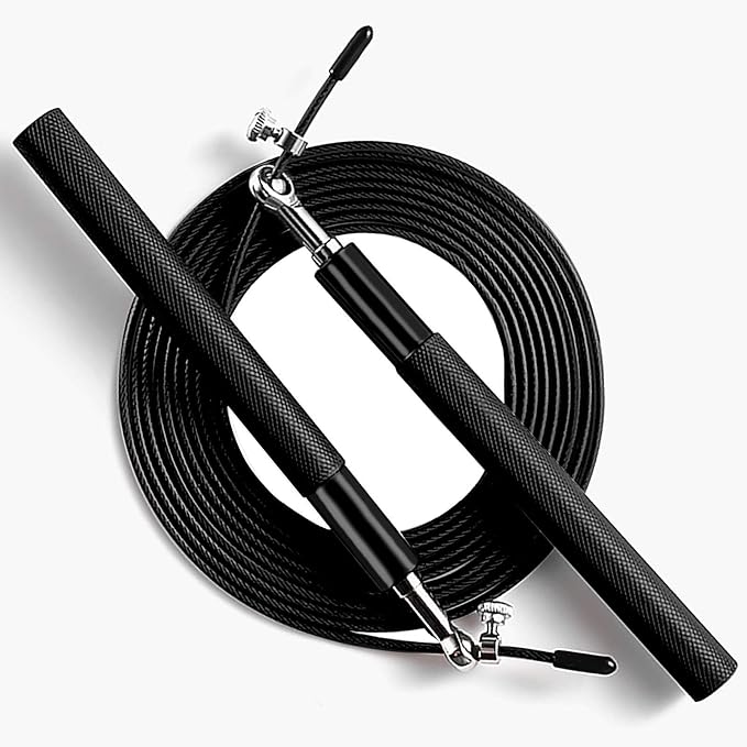 Speed Jump Rope - 360° Swivel Ball Bearing - Adjustable steel coated rope-Aluminum Anti Skipping Handle -Fitness Training ...