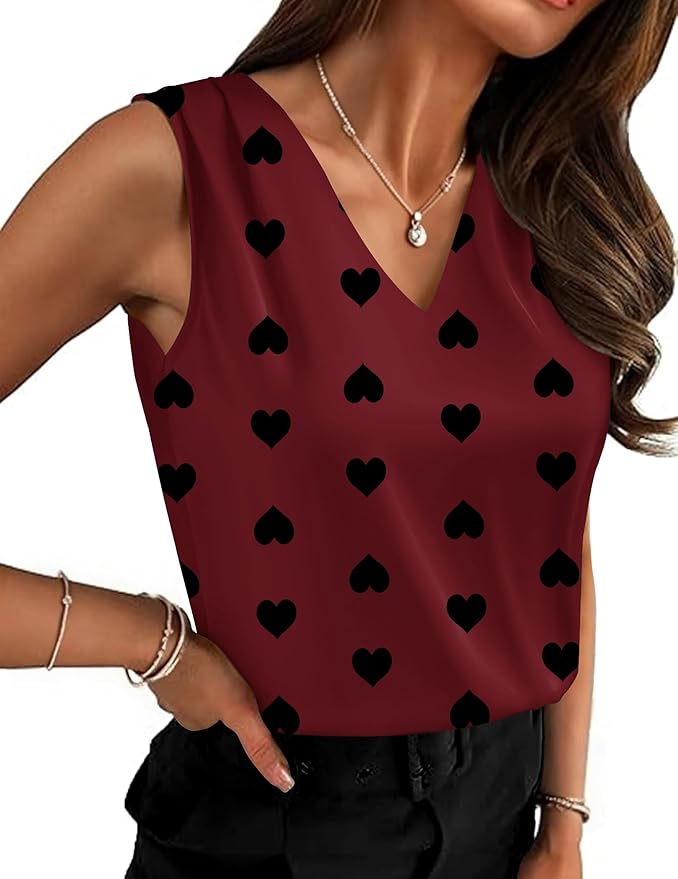 Zeagoo Women's Silk Satin Camisole Tank Tops V Neck Pleated Dressy Casual Sleeveless Blouses Summer Business Work Shirts