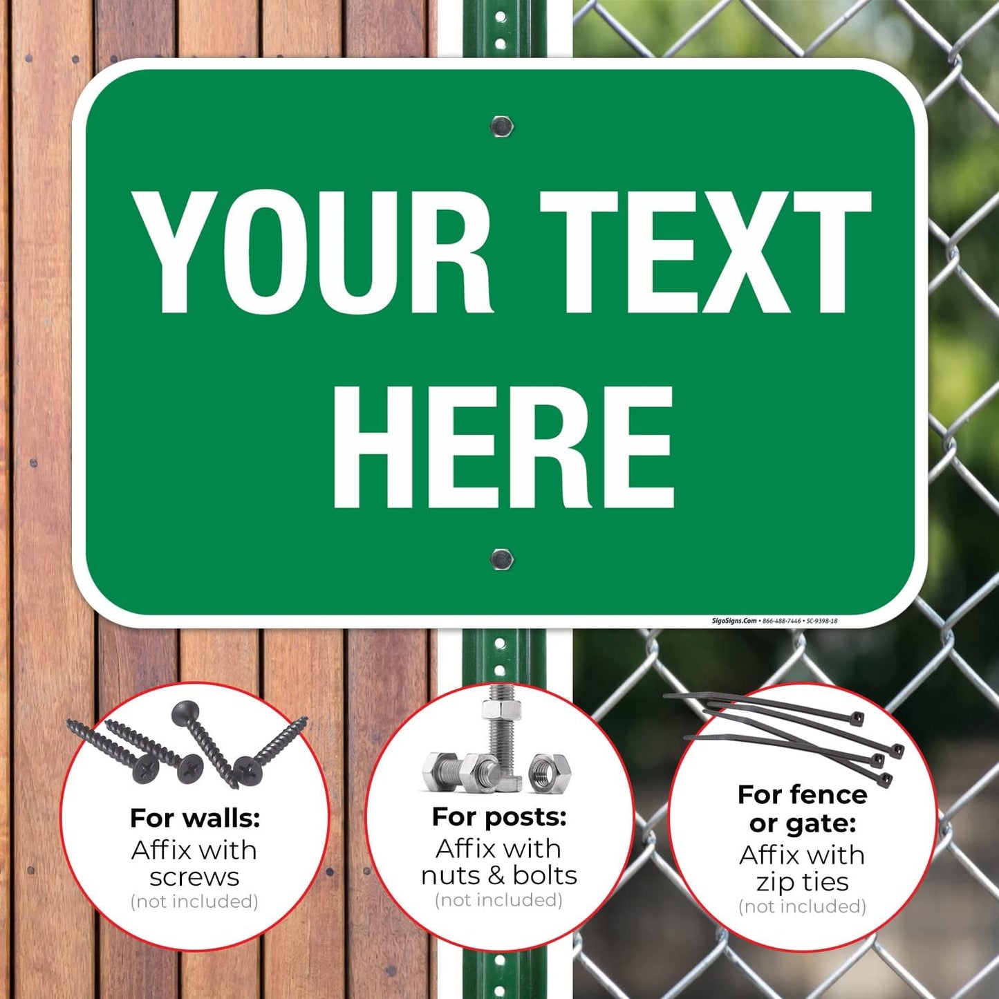 Personalized Custom Green Background Customize for Office, Business, Workplace, Home, Airbnb, Delivery Sign, 12x18 Inches, Rust Free .063 Aluminum, Fade Resistant, Made in USA by Sigo Signs