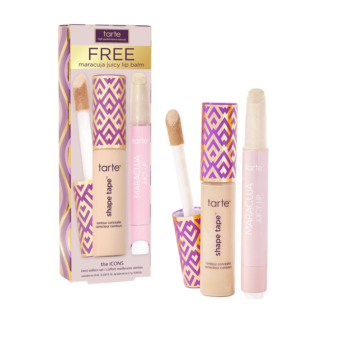 tarte icons shape tape concealer & maracuja juicy lip duo - 12N fair neutral & sunflower - full size