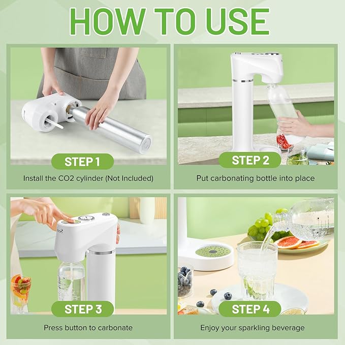 Soda Streaming Machine Soda Maker, Sparkling Water and Carbonated Water Machine, Compatible with 60l Co2 Cylinders (Not Included)