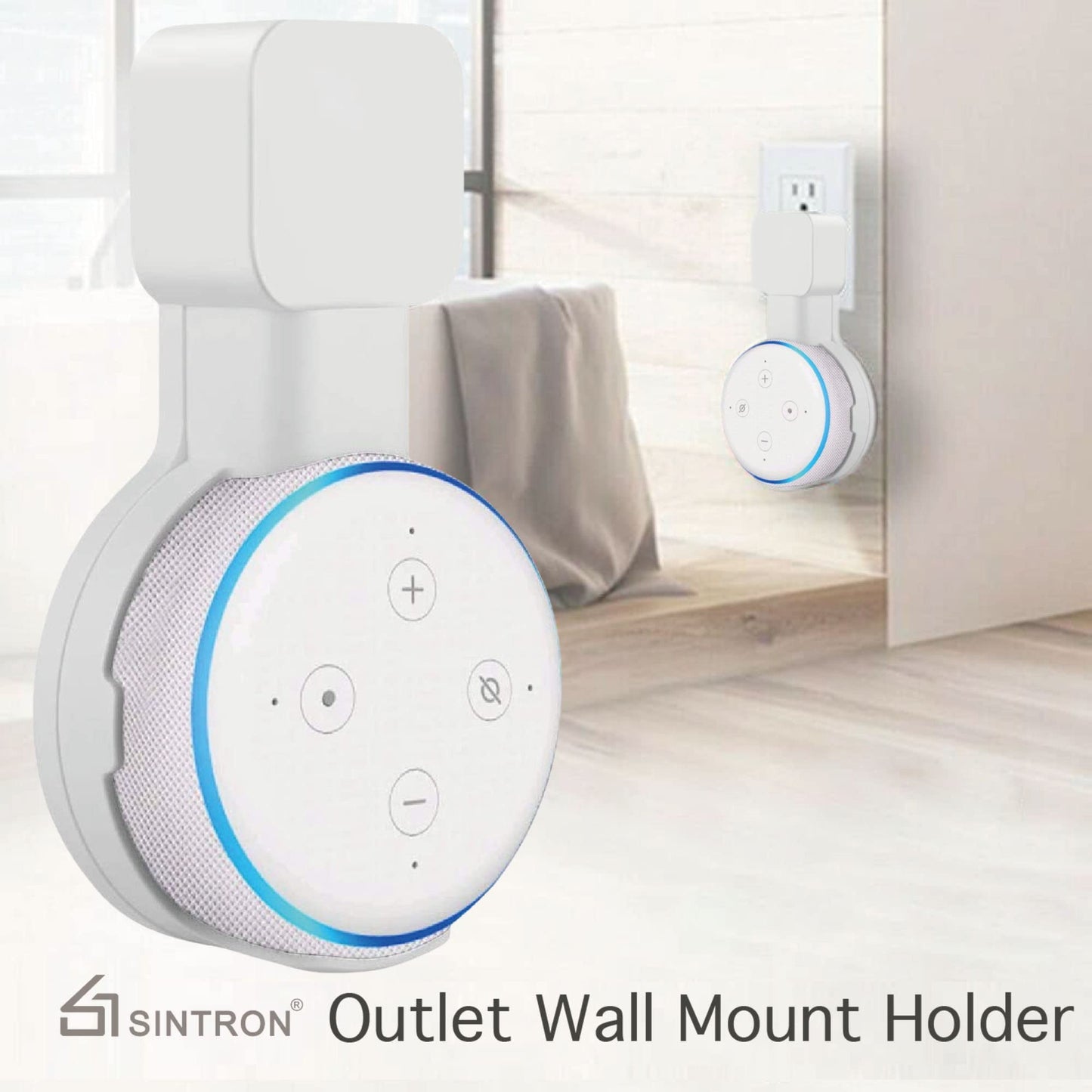 Sintron Wall Mount Holder For D?T 3 & Uk Google Mini, Smart Home Outlet Wall Mount Stand Hanger For Dot 3Rd Generation Speaker H