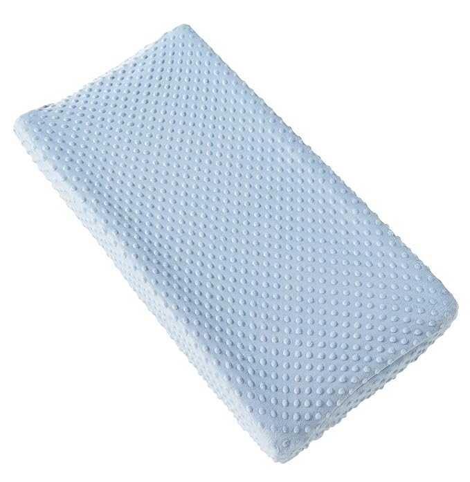 Solid Changing Table Pad Cover Cradle Sheet, Fits 32"/34''x16 Contoured Diaper Changing Pad, Ultra Soft Cozy Dots Plush Changing Table Covers, Breathable Wipeable Removable (Blue)