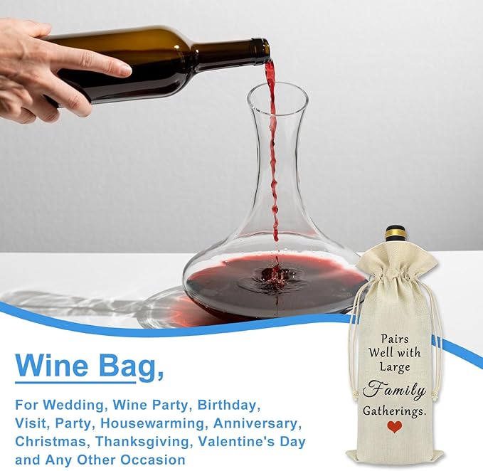 Family Wine Tote Bag Housewarming Gifts Family Friendship Gift Housewarming Party Decorations Wine Bottle Cover Bag Holiday Party Christmas Wedding Party Decoration Wine Bags with Drawstring