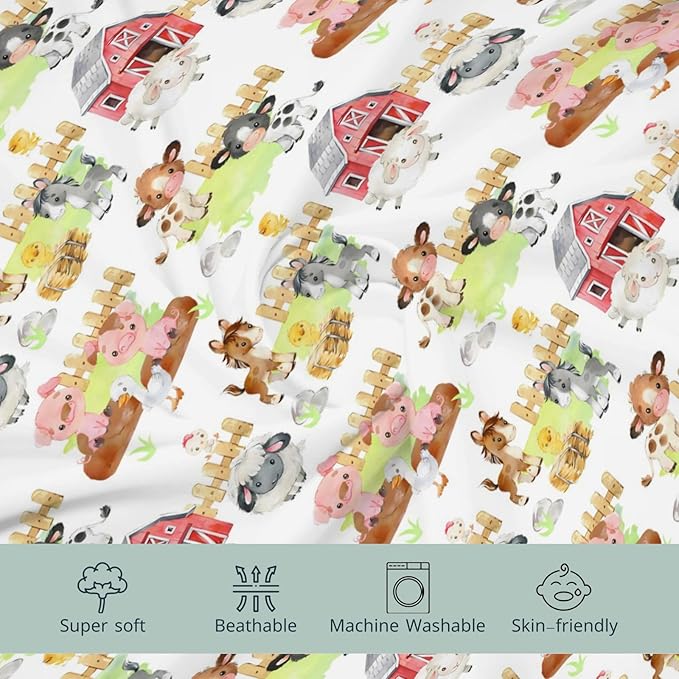 HawSkgFub Farm Animals Life Barn Changing Pad Cover for Baby Girls Boys, Natural Cow Chicken Pig Horse Diaper Change Table Covers, Soft Stretchy Safe Snug Fitted Changing Mat Sheets Fit 32"/34" x 16"