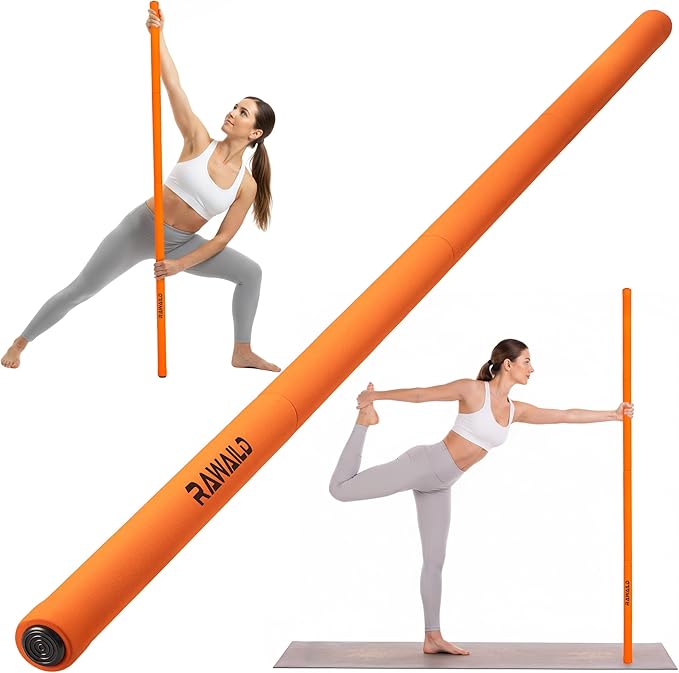 RAWAILD Yoga Stick, Upgraded 5ft Sturdy Steel Mobility Stick, Adjustable Exercise Equipment for Stretching, Flexibility & ...