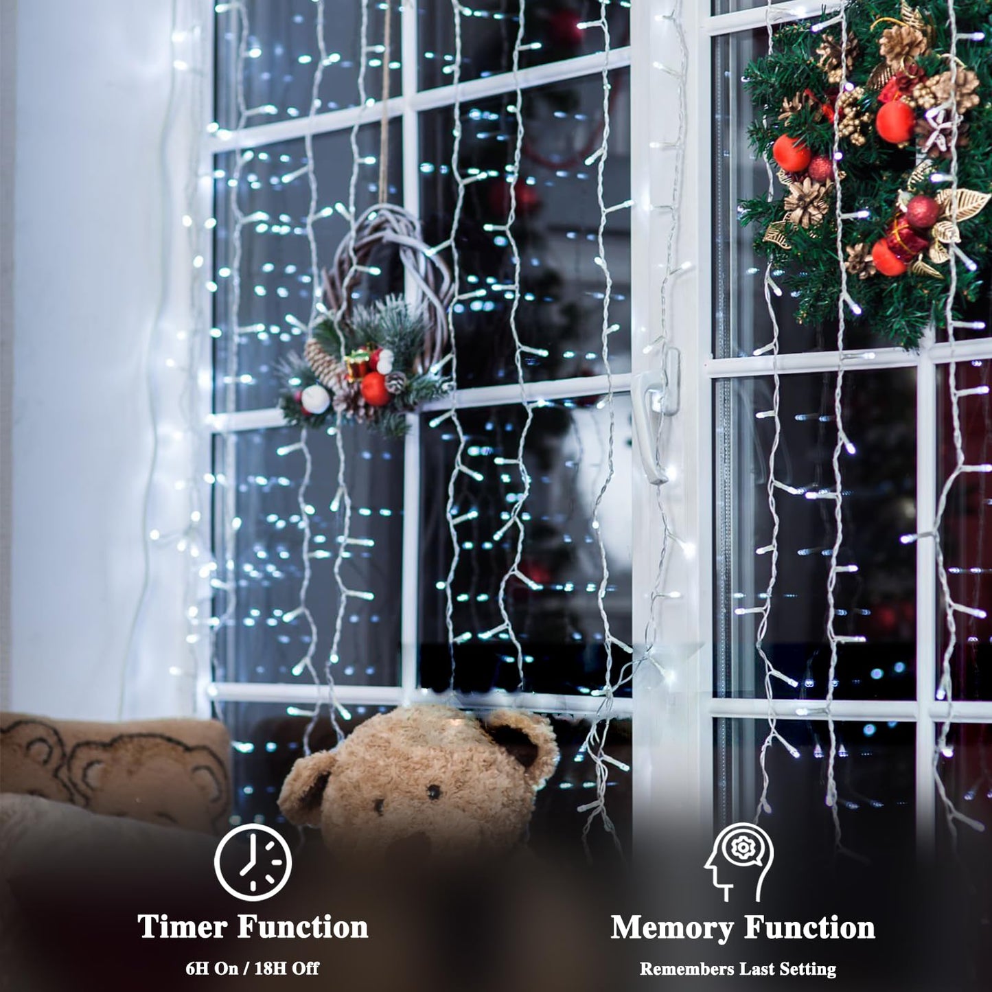 KAQ 240LED Connectable String Lights Cool White Indoor Outdoor Clear Wire Model GP-SW290DC0209-IP44 for Decor