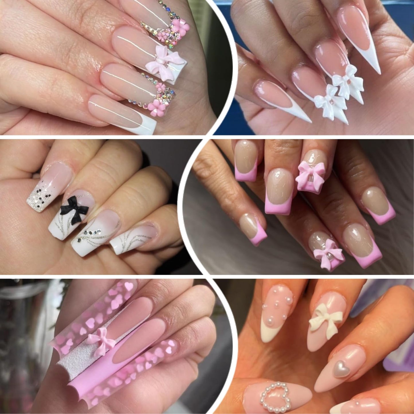 OPMADM Bow Nail Charms, 3D Nail Charms Bulk for Nail Art Charms and Y2K Charms for Nails Design