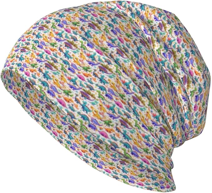 sackhg Many Colorful Cartoon Dinosaurs Print Winter Beanie Hat Men Women Soft Lightweight Thermal Cap for Outdoor Skiing Wear
