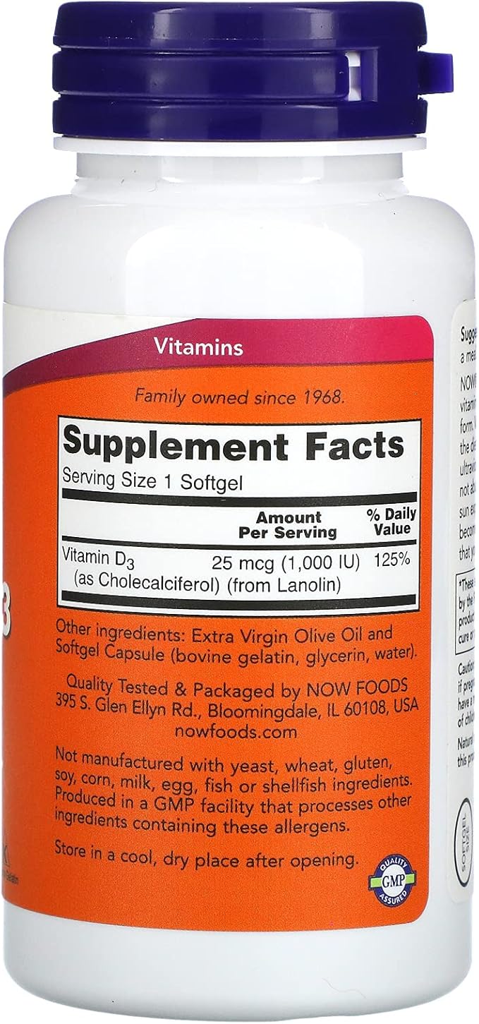 Now Foods - Vitamin D3-1000iu (180 softgels) 2 PACK