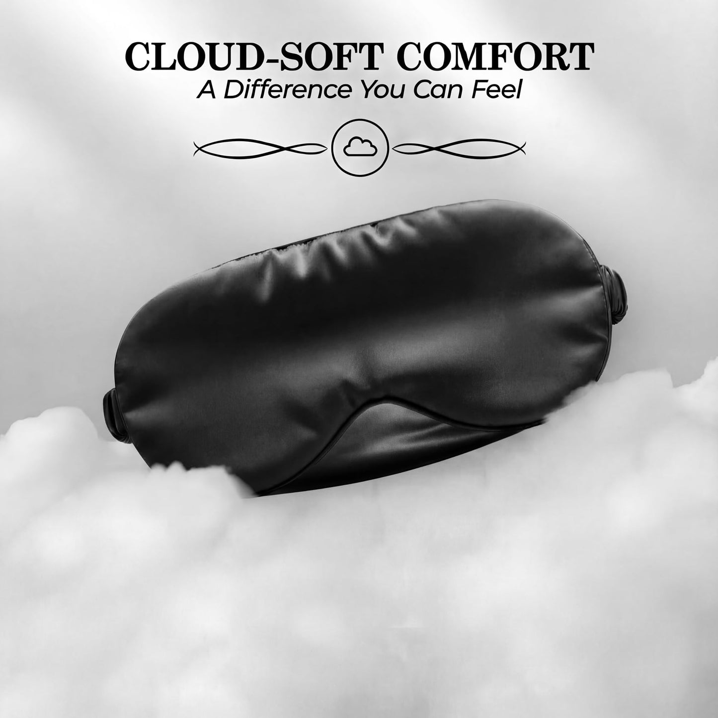SLEEP SANCTUARY 100% Pure Mulberry Silk Sleep Mask - 22 Momme Light Blocking 3D Contour Silk Eye Mask for Sleeping - Secure Fit for Side Sleepers, Women & Men - Cloud Soft (Black)