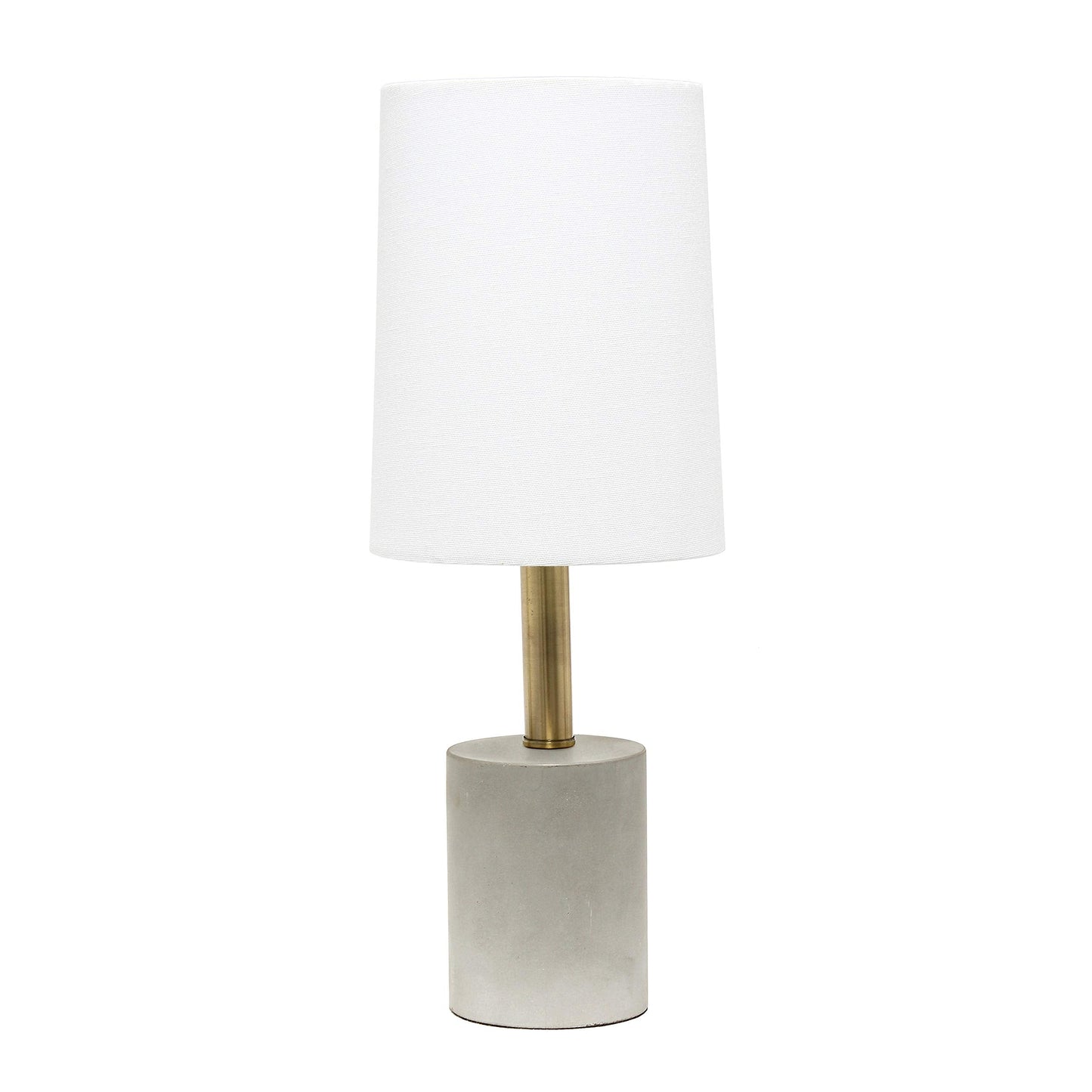 Elegant Designs Cement Table Lamp LT3314-WHT with Antique Brass Detail, White