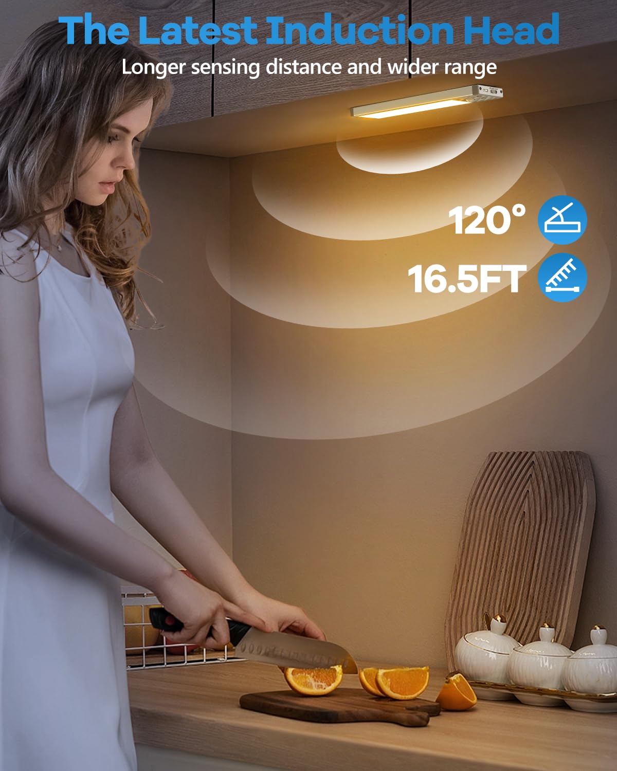 HIBOITEC Under Cabinet Lighting 40 LED Rechargeable Dimmable Motion Sensor 9 inch Short Silver Model HZT-HBSL006