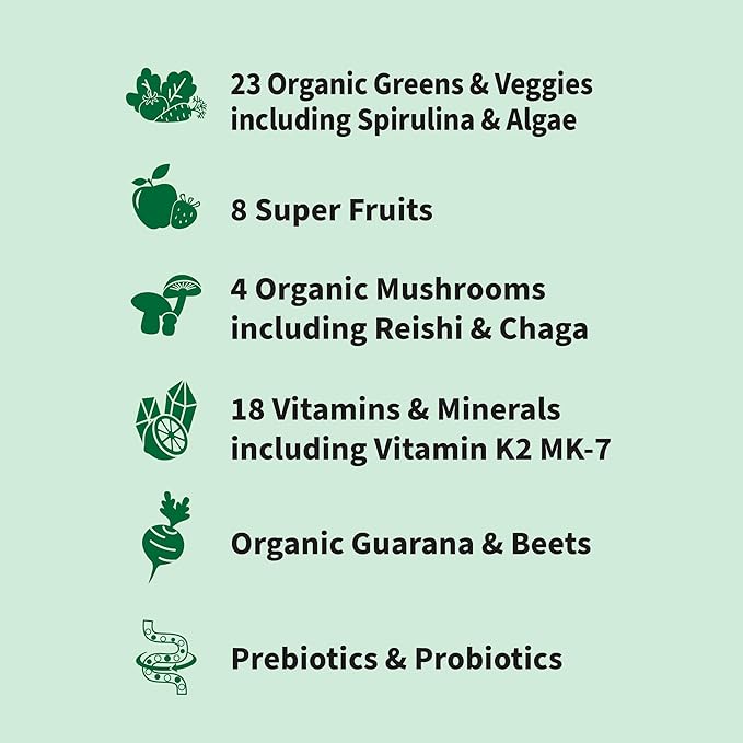 Garden of Life Sport Nutrition Greens and Superfoods Powder for Women and Men - Unflavored, Organic Blend - Spirulina, Fruit, Vitamins, Pre & Probiotics, Mushrooms, Athletic Supplements, 30 Servings