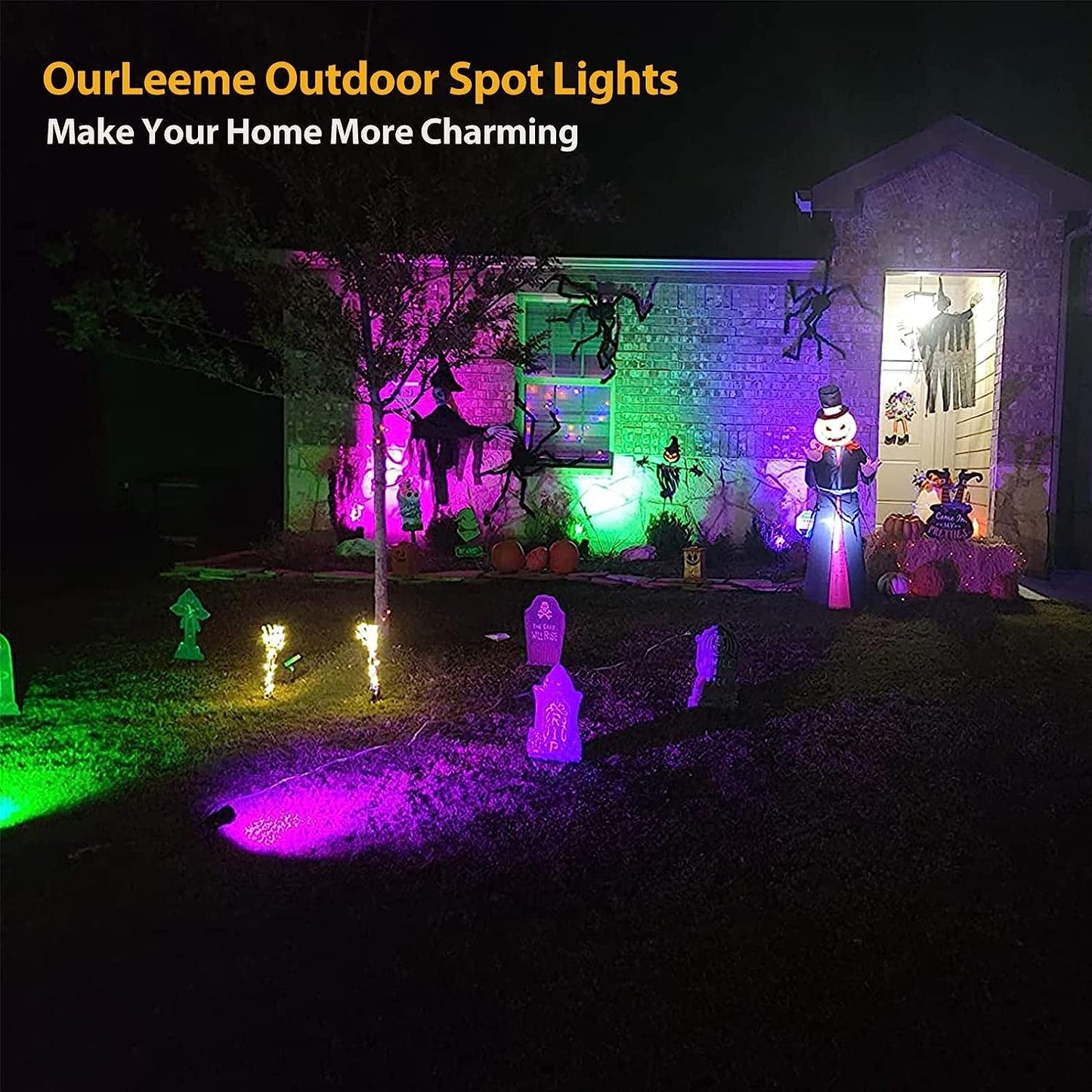 Ourleeme Spot Lights Outdoor - 3W Led Lawn Garden Flood Light Waterproof Landscape Lighting Low Voltage Landscape Lights Spotlights For Yard Green Light Ac 85-265V
