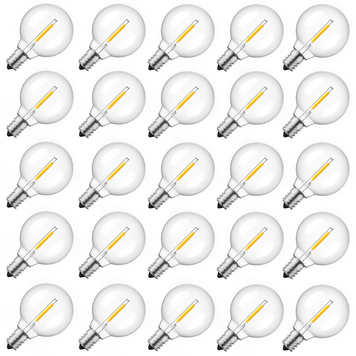 Brightown G40 LED Bulbs, Dimmable Shatterproof Plastic, 50 Pack, Warm White, E12/C7 Base