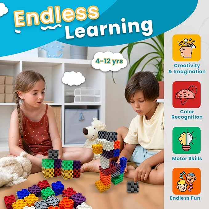 Building Blocks - 48 PCS STEM Educational Building Blocks for Toddlers and Kids Ages 3 to 9+ | Creative & Fun Building Toys for Boys and Girls - Ideal Christmas or Birthday Gift
