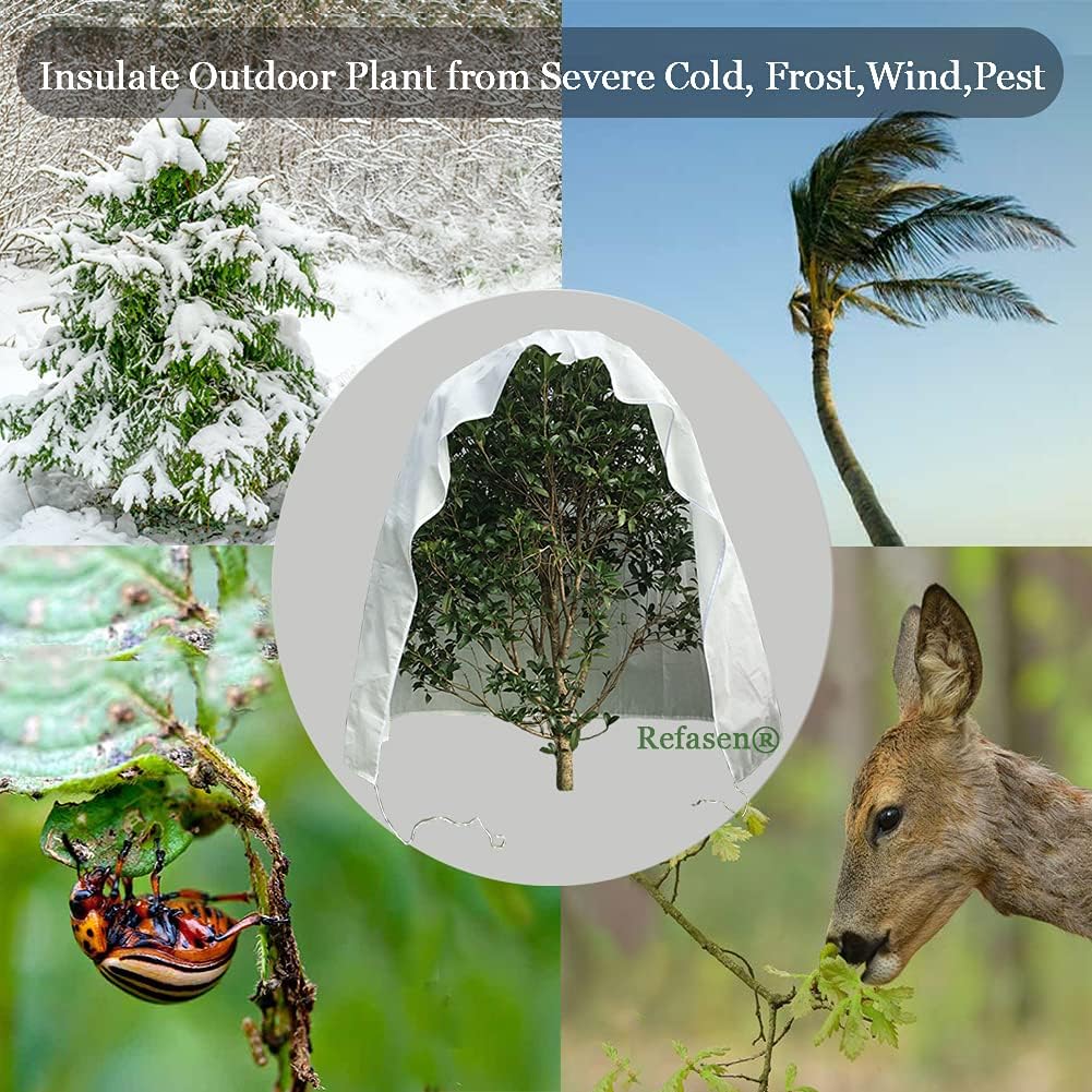 Plant Covers Freeze Protection,90”H X75”W 2.2oz Frost Blankets for Outdoor Plants Frost Cloth with Zipper Drawstring-Protect Trees Shrubs from Cold Frost Wind Pest