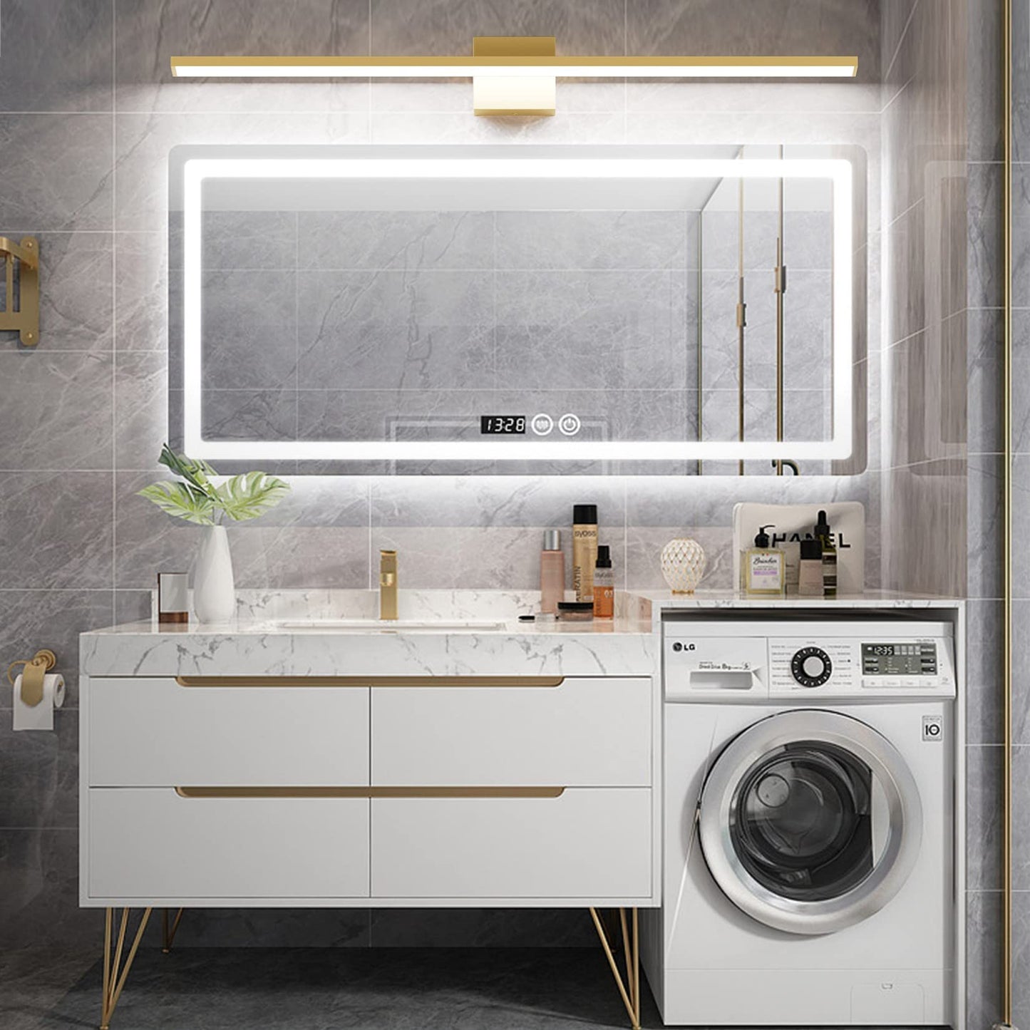 Ralbay Modern LED Vanity Light 38W Frosted Aluminum 40 inch Gold Wall Fixture 6000K for Bathroom Over Mirror