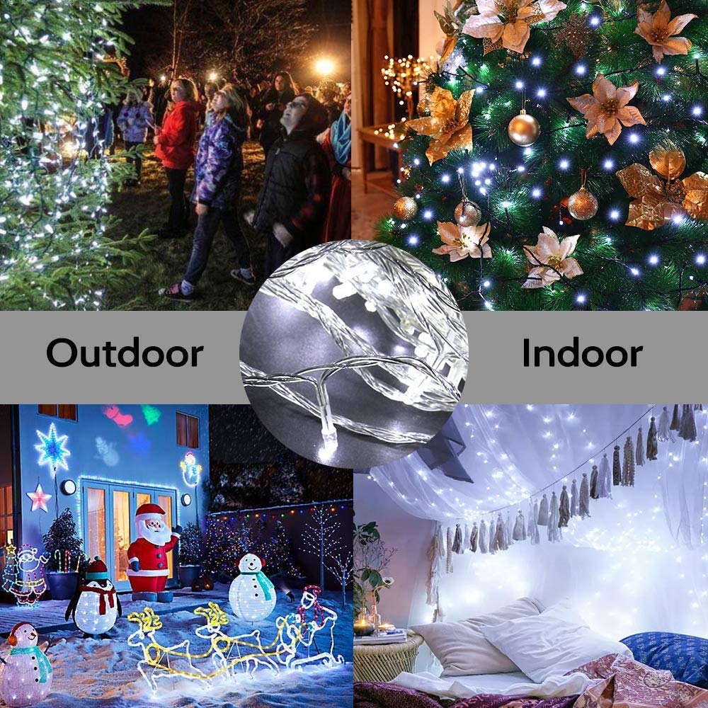 MYGOTO 98FT String Lights, 200 LEDs, Waterproof Fairy Lights, 8 Modes, 30V UL Certified, Cool White